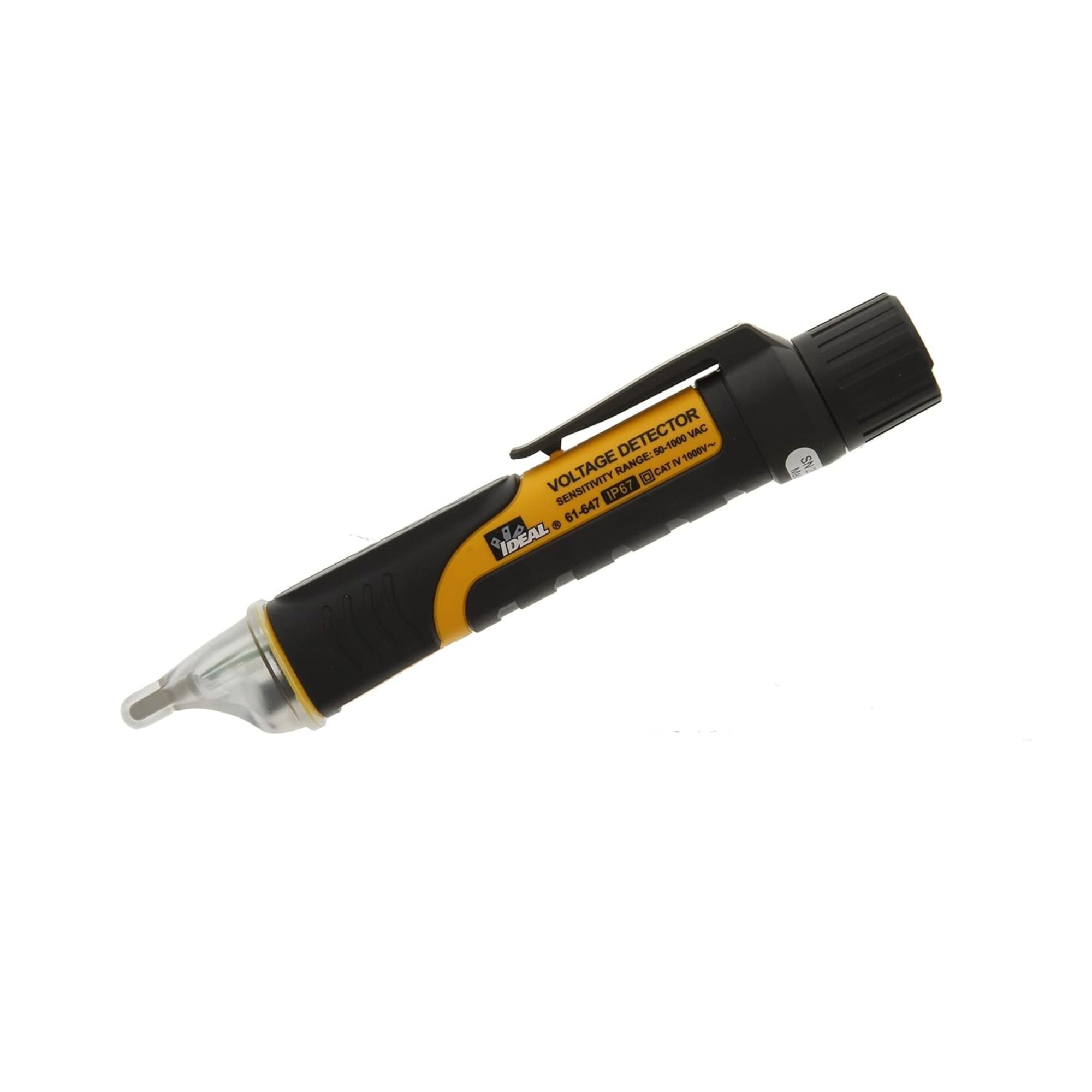IDEAL, Non-Contact Voltage Tester Single Range 50-1000V AC, Auto Power Off, UL Certified CAT IV 1000V AC, 50 to 1000 V AC, Low battery indication, Built-in Flashlight, Low battery Indication, IP Rating-IP67, 61-647